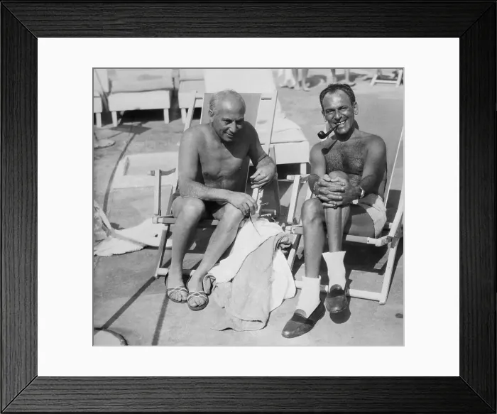 Framed Print : Harpo Marx and Moss Hart Relax on Beach Framed Print : Harpo Marx and Moss Hart Relax on Beach