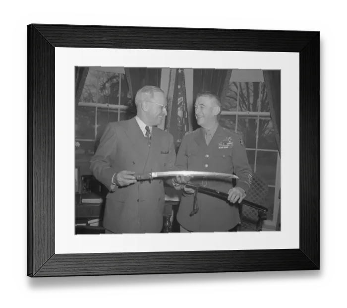 Framed Print : Truman Receives Samurai Sword from General Krueger Framed Print : Truman Receives Samurai Sword from General Krueger