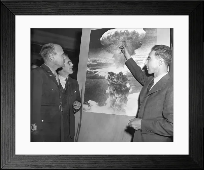 Framed Print : Scientists Visit Atomic Exhibit Framed Print : Scientists Visit Atomic Exhibit