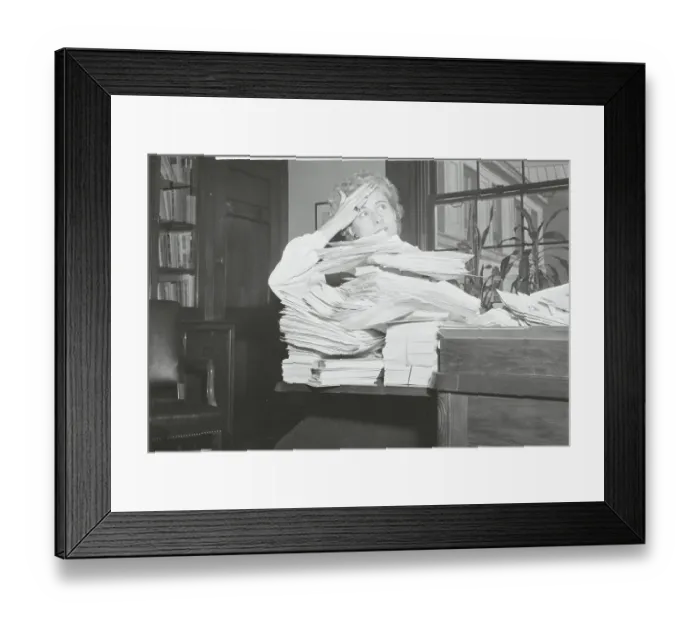 Framed Print : Clare Boothe Luce Wiping with Files Framed Print : Clare Boothe Luce Wiping with Files