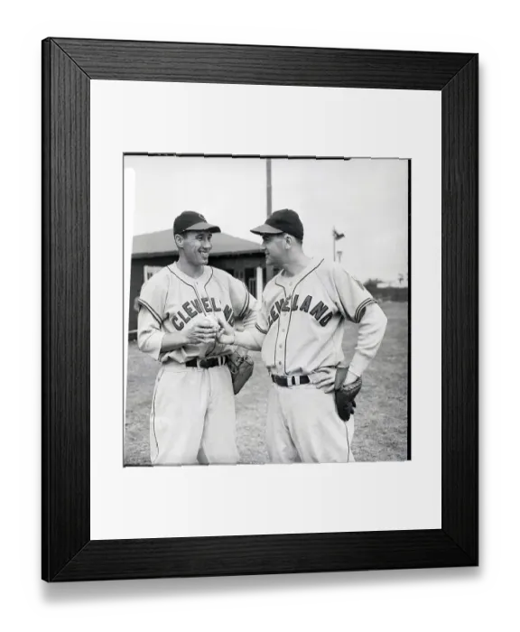 Framed Print : Lou Boudreau Handing Ball To Bob Feller Framed Print : Lou Boudreau Handing Ball To Bob Feller