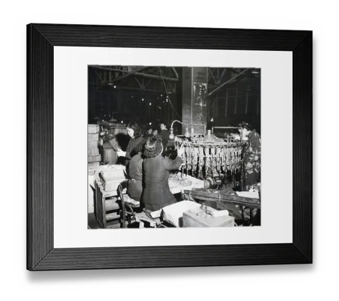 Framed Print : Assembly Line Workers Manufacturing Light Bulbs Framed Print : Assembly Line Workers Manufacturing Light Bulbs