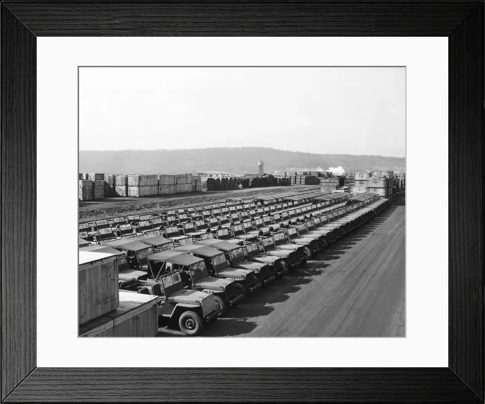 Framed Print : US Army Jeeps Parked at Army Depot Framed Print : US Army Jeeps Parked at Army Depot