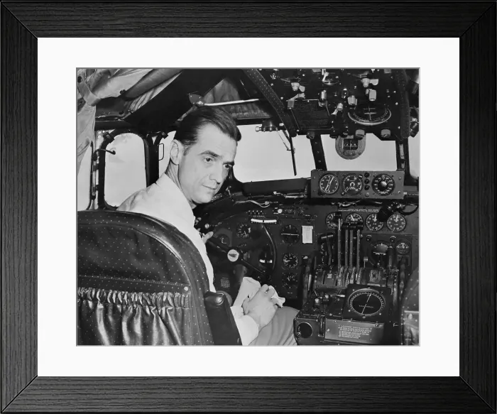 Framed Print : Howard Hughes at Controls of TWA Constellation Airplane Framed Print : Howard Hughes at Controls of TWA Constellation Airplane