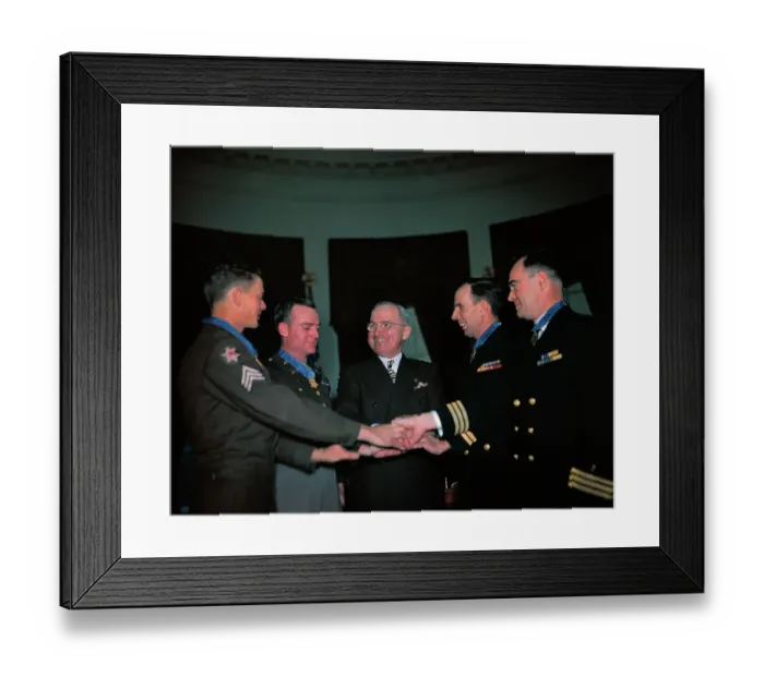 Framed Print : Harry Truman and Officers Framed Print : Harry Truman and Officers