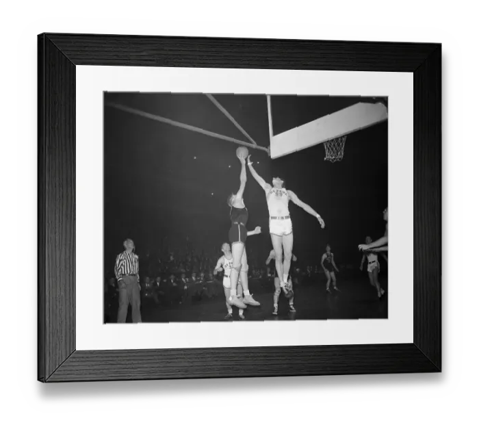 Framed Print : Basketball Players Competing in Game Framed Print : Basketball Players Competing in Game
