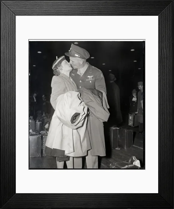 Framed Print : Woman Welcomed To New Country By Husband Framed Print : Woman Welcomed To New Country By Husband