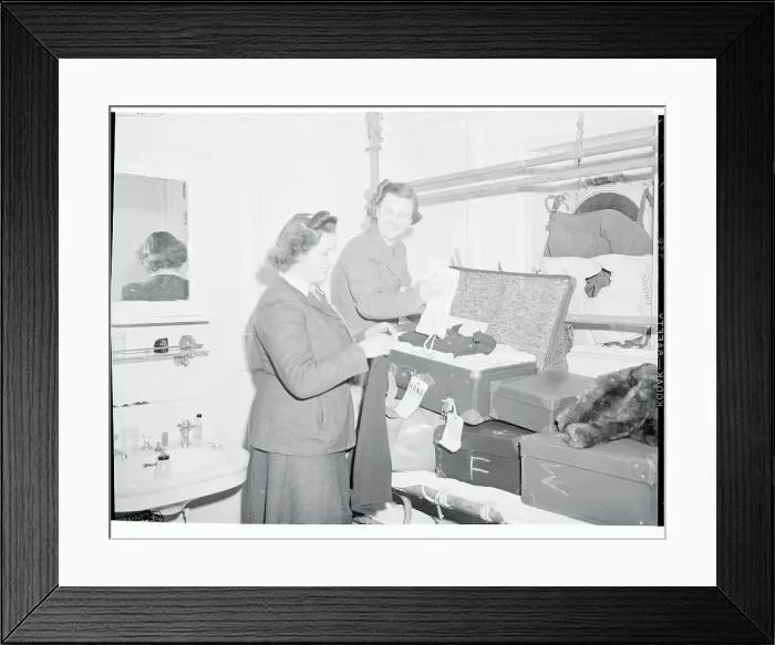 Framed Print : Two War Brides of USS Argentina Packing Luggage for Departure Framed Print : Two War Brides of USS Argentina Packing Luggage for Departure