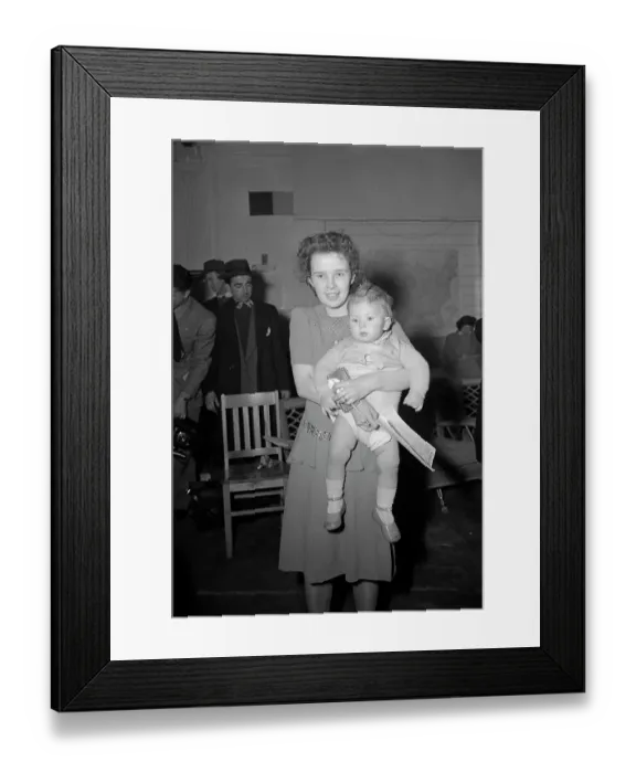 Framed Print : War Bride Joan Dzieglewicz Holding Her Young Son Melvin Framed Print : War Bride Joan Dzieglewicz Holding Her Young Son Melvin