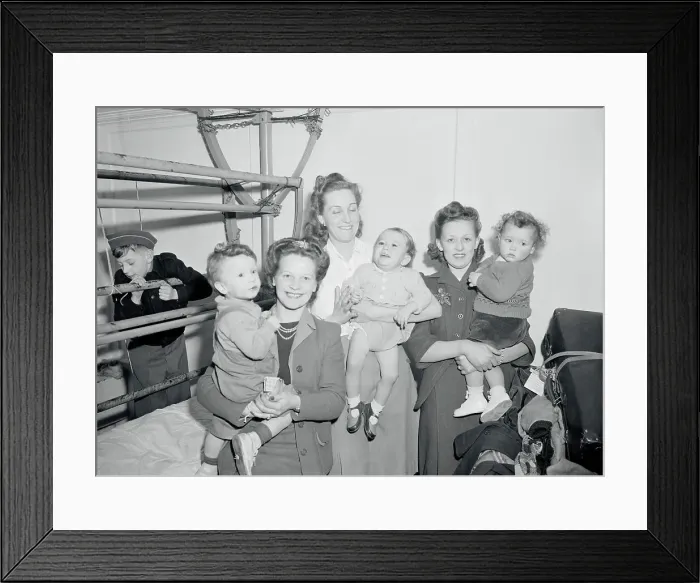 Framed Print : War Brides Posing with Their Children on USS Argentina Framed Print : War Brides Posing with Their Children on USS Argentina