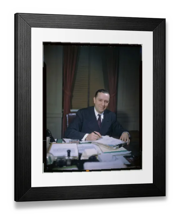 Framed Print : Oscar L. Chapman Sitting at Desk