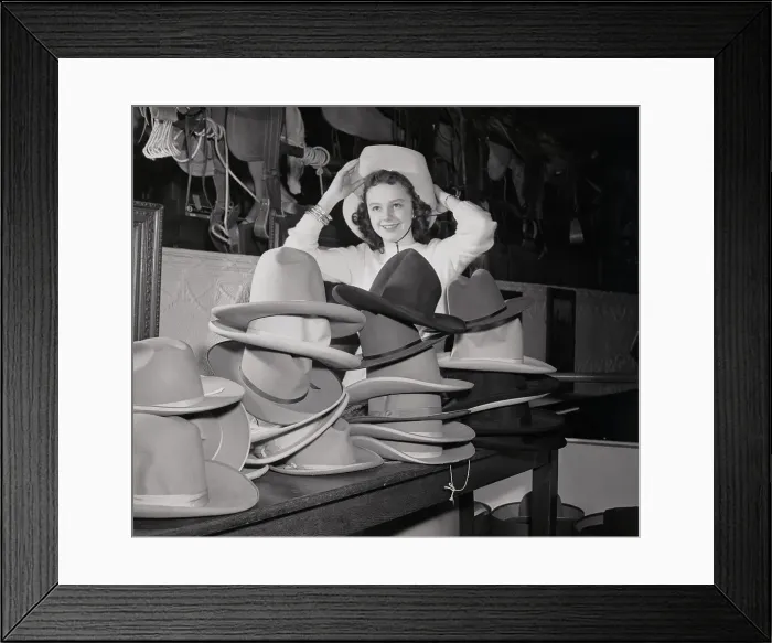 Framed Print : Berna Ann Cooper Trying on Cowboy Hat Framed Print : Berna Ann Cooper Trying on Cowboy Hat