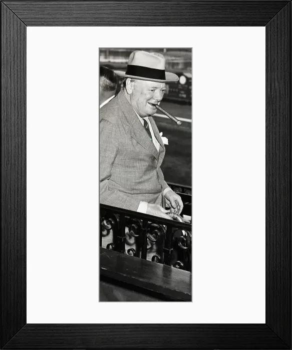 Framed Print : Churchill Leaving Racetrack, Cigar In Mo