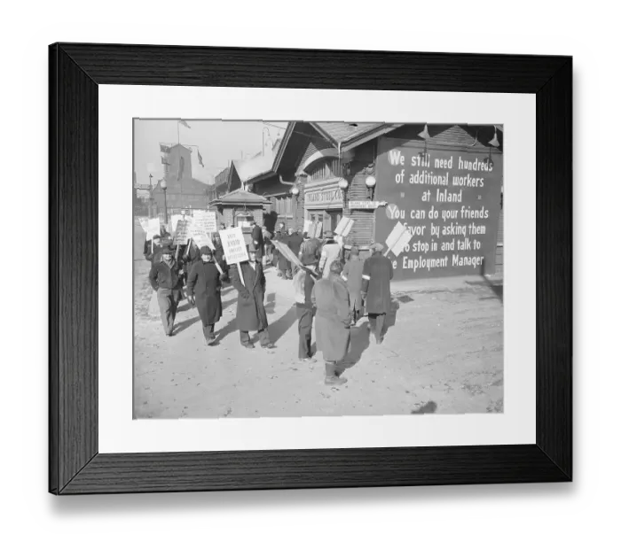 Framed Print : Picketers Patrol Inland Steel Company Framed Print : Picketers Patrol Inland Steel Company