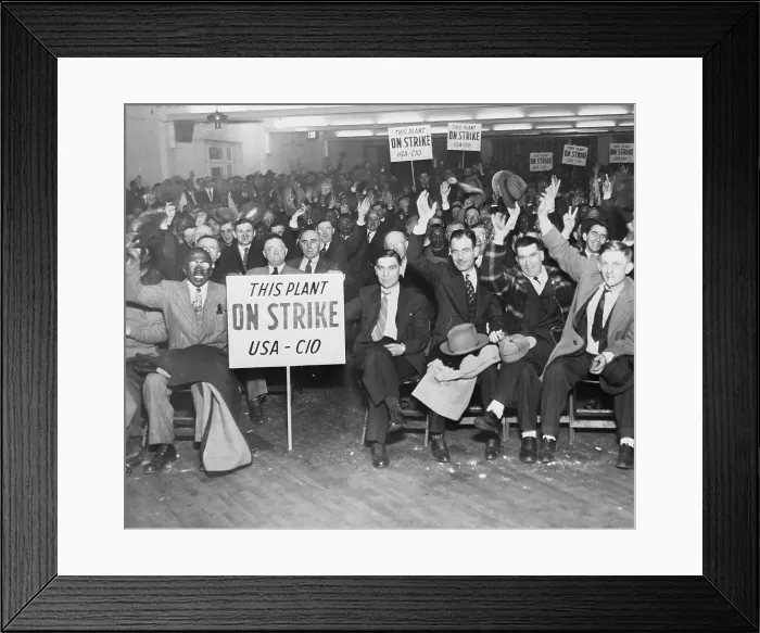 Framed Print : Striking Steel Workers Hold Mass Meeting Framed Print : Striking Steel Workers Hold Mass Meeting