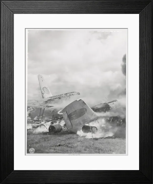 Framed Print : Japanese Planes on Fire Framed Print : Japanese Planes on Fire