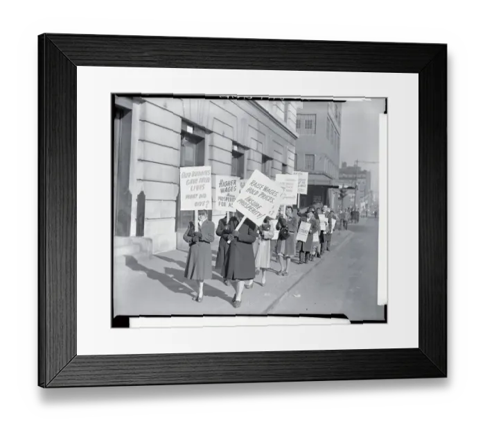 Framed Print : Striking Meat Workers Carrying Signs Framed Print : Striking Meat Workers Carrying Signs