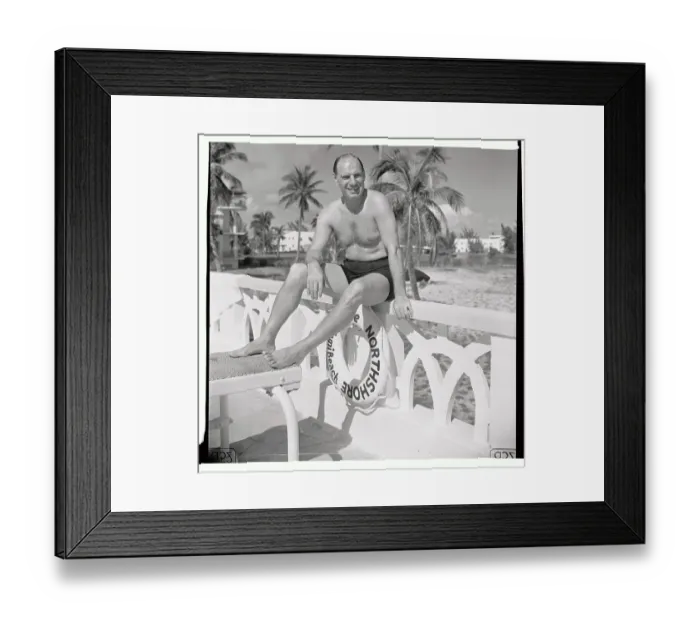 Framed Print : Leo Durocher Lounging at Pool Side Framed Print : Leo Durocher Lounging at Pool Side