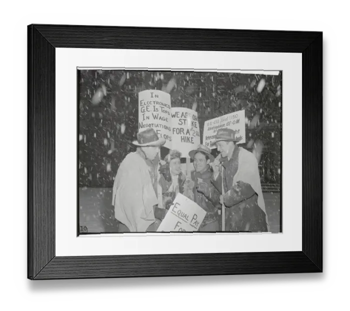 Framed Print : Picketers in Snow Eating Crackers Framed Print : Picketers in Snow Eating Crackers