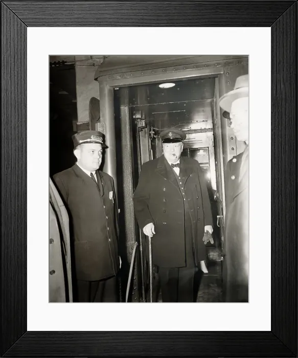 Framed Print : Winston Churchill Standing by Doorman Framed Print : Winston Churchill Standing by Doorman