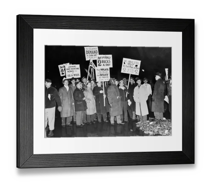 Framed Print : Strikers Gathering Outside Steel Plant Framed Print : Strikers Gathering Outside Steel Plant