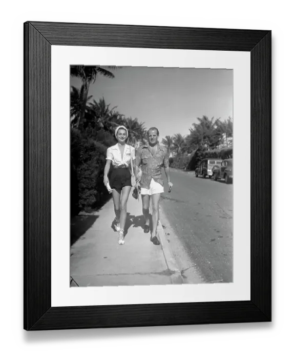 Framed Print : Couple Wearing Typical Palm Beach Society Fashion Framed Print : Couple Wearing Typical Palm Beach Society Fashion