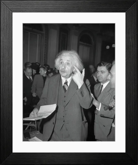 Framed Print : Physicist Albert Einstein Speaking at Hearing Framed Print : Physicist Albert Einstein Speaking at Hearing