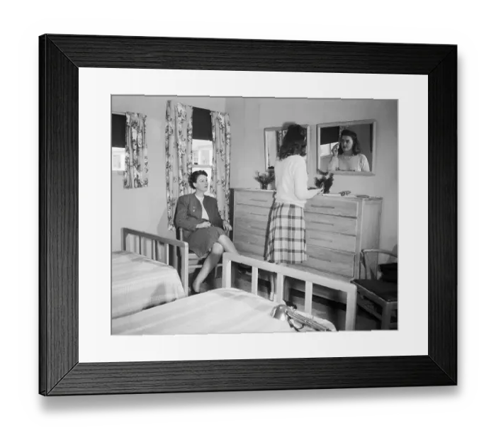 Framed Print : Women in Converted War Housing Framed Print : Women in Converted War Housing