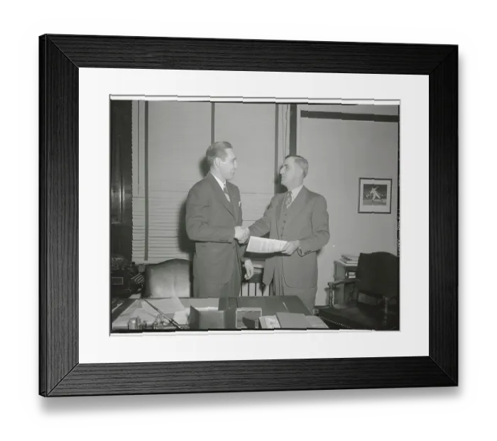 Framed Print : Bob Feller and Roger Peckinpaugh Shaking Hands Framed Print : Bob Feller and Roger Peckinpaugh Shaking Hands