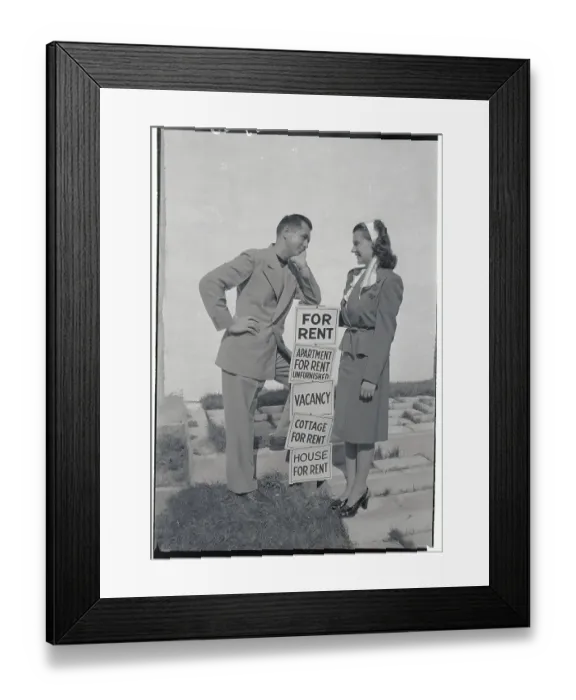 Framed Print : Couple by Vacancy Signs Framed Print : Couple by Vacancy Signs