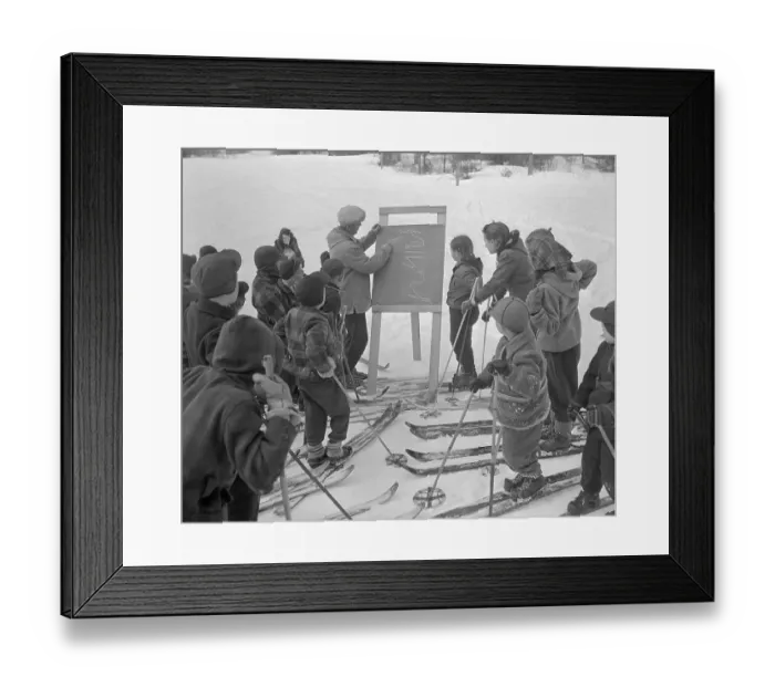 Framed Print : Students Receiving Ski Turn Lesson on Blackboard Framed Print : Students Receiving Ski Turn Lesson on Blackboard