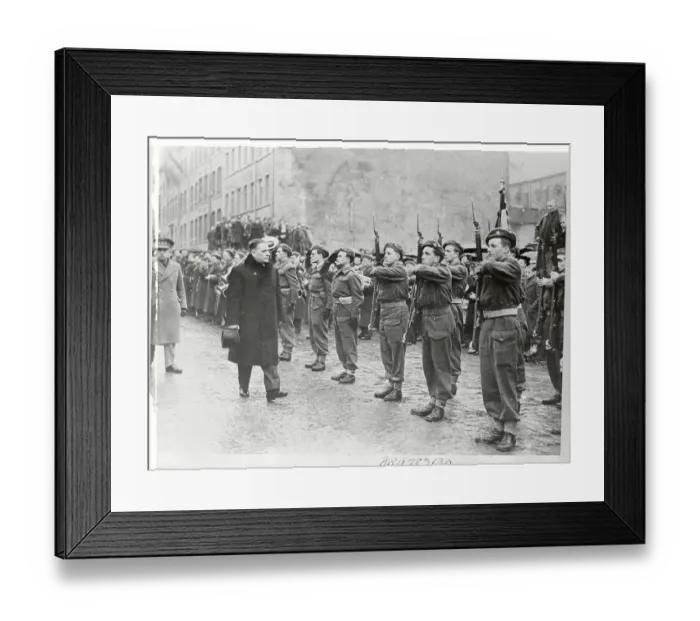 Framed Print : War Minister M. Mundeleer Reviewing Troops Framed Print : War Minister M. Mundeleer Reviewing Troops