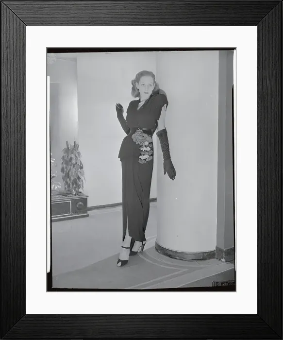 Framed Print : Woman Modeling Evening Gown with Flowers Framed Print : Woman Modeling Evening Gown with Flowers