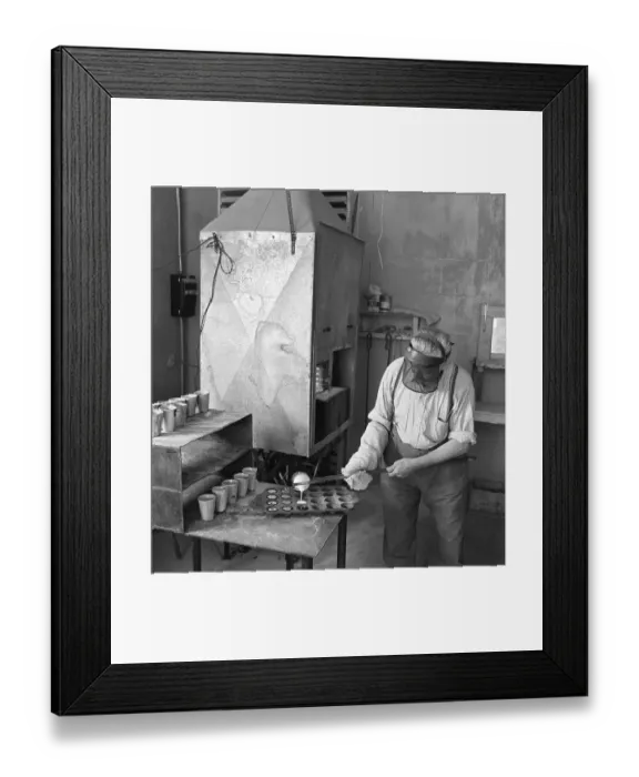 Framed Print : Man Pours Molten Metal To Cool Off Framed Print : Man Pours Molten Metal To Cool Off