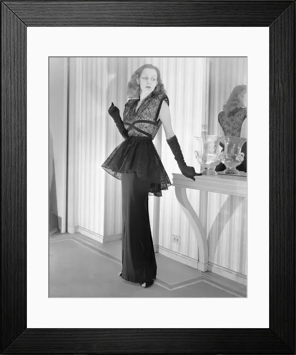 Framed Print : Woman Modeling Dramatic Lace Dress Framed Print : Woman Modeling Dramatic Lace Dress