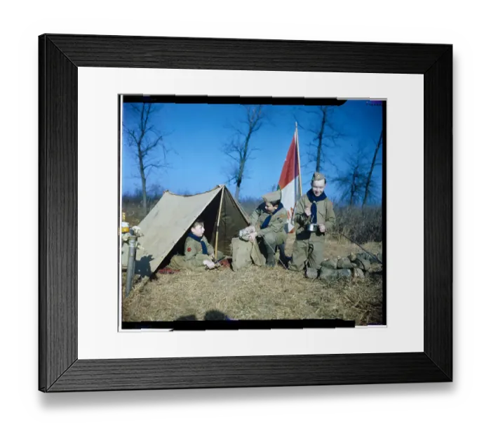 Framed Print : Scouts in and Around Tent Framed Print : Scouts in and Around Tent