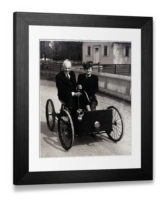 Framed Print : Henry Ford with Family in First Automobile Framed Print : Henry Ford with Family in First Automobile