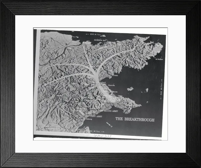 Framed Print : Map Showing Assault Plans for Beyond Normandy Beaches Framed Print : Map Showing Assault Plans for Beyond Normandy Beaches