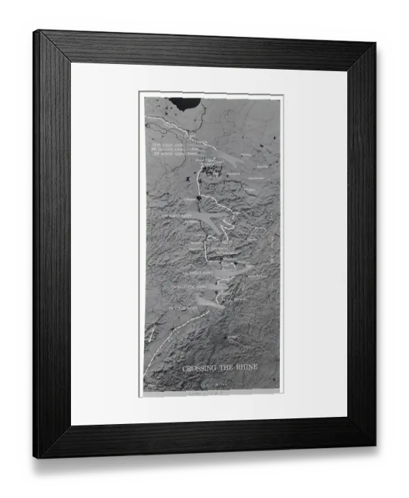 Framed Print : Map Showing Crossing of Rhine Framed Print : Map Showing Crossing of Rhine