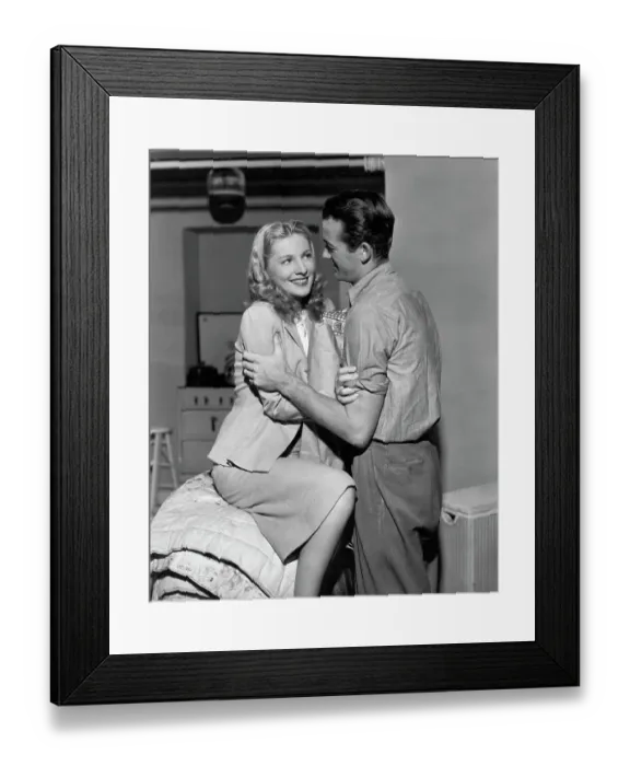 Framed Print : Joan Fontaine Embraced by Mark Stevens Framed Print : Joan Fontaine Embraced by Mark Stevens