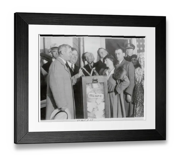 Framed Print : Former Governor A. Harry Moore and Wife at Voting Booth Framed Print : Former Governor A. Harry Moore and Wife at Voting Booth