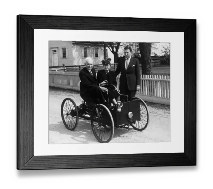 Framed Print : Henry Ford with Family in First Automobile Framed Print : Henry Ford with Family in First Automobile
