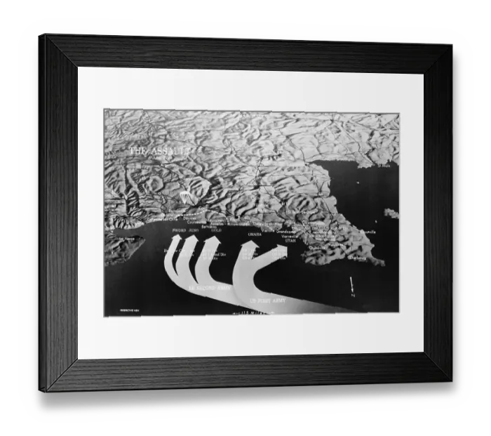 Framed Print : Map Showing Assault on Normandy Framed Print : Map Showing Assault on Normandy