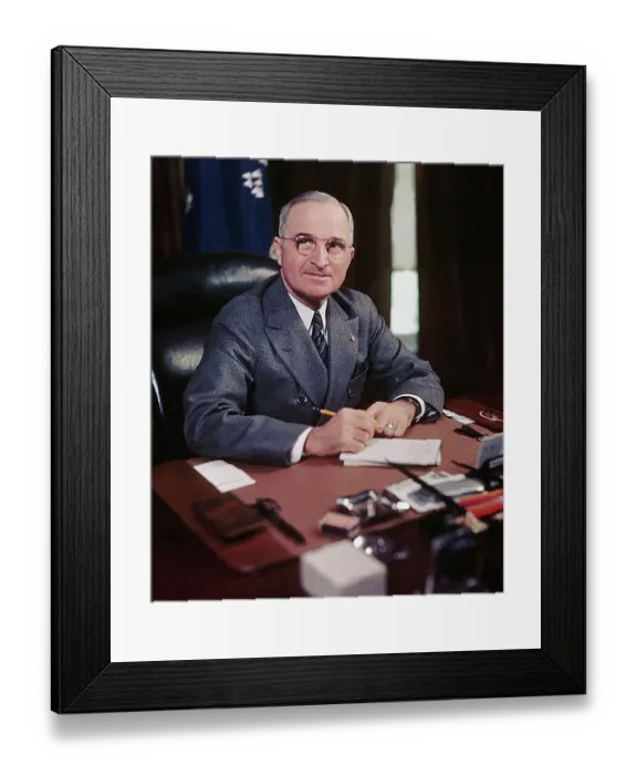 Framed Print : Harry S. Truman at Desk Holding Pencil Framed Print : Harry S. Truman at Desk Holding Pencil