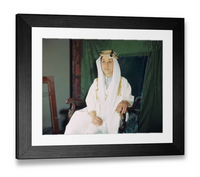 Framed Print : King Faisal of Iraq Sitting in Chair Framed Print : King Faisal of Iraq Sitting in Chair