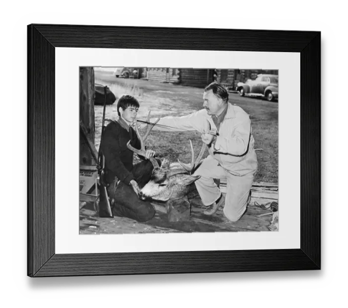Framed Print : Ernest Hemingway Looking at Deer Framed Print : Ernest Hemingway Looking at Deer