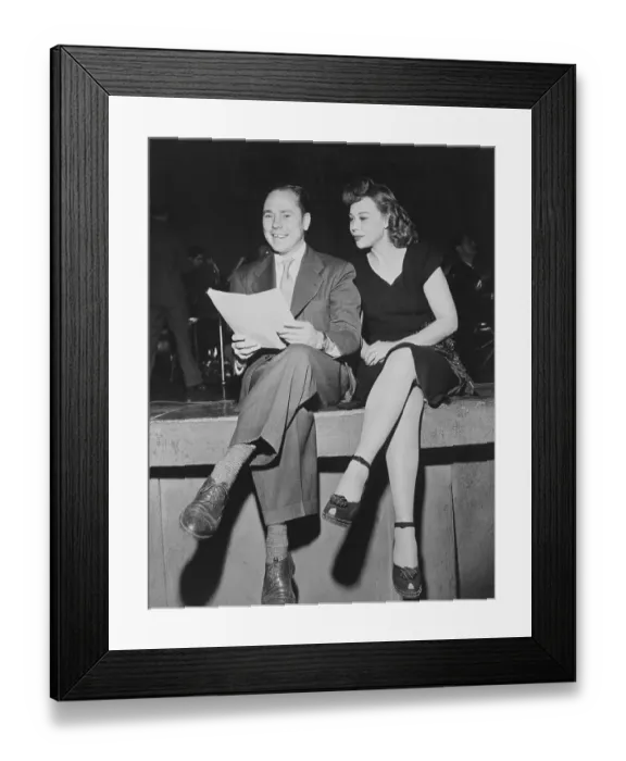 Framed Print : Johnny Mercer and Joan Edwards Sitting on Stage Framed Print : Johnny Mercer and Joan Edwards Sitting on Stage