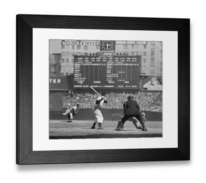 Framed Print : Bob Feller Pitching to Joe DiMaggio Framed Print : Bob Feller Pitching to Joe DiMaggio