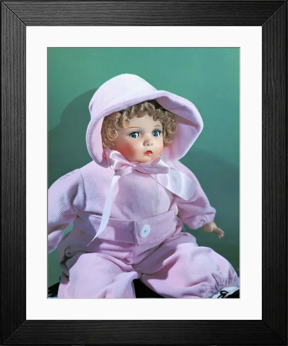 Framed Print : Portrait of Doll Wearing Corduroy Outfit