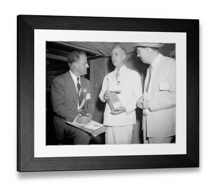 Framed Print : Researcher Holding Box of First Isotope Framed Print : Researcher Holding Box of First Isotope
